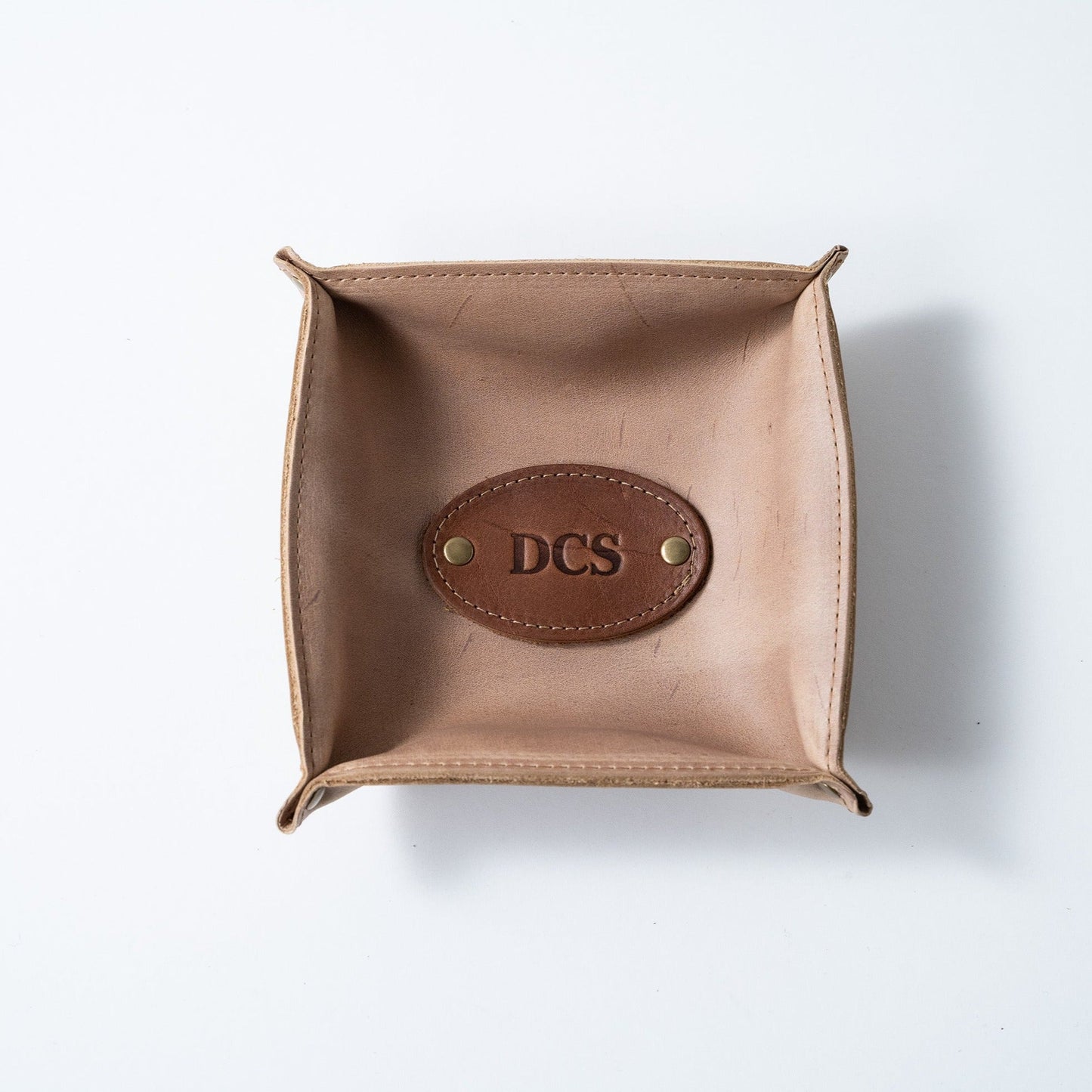 The Monticello Fine Leather Personalized Desk Valet Caddy Tray for Dresser or Office Gift - Wedding Party Gift