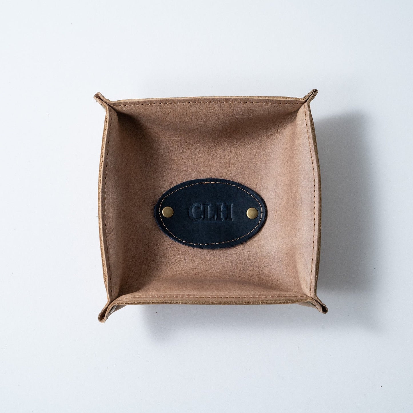 The Monticello Fine Leather Personalized Desk Valet Caddy Tray for Dresser or Office Gift - Wedding Party Gift