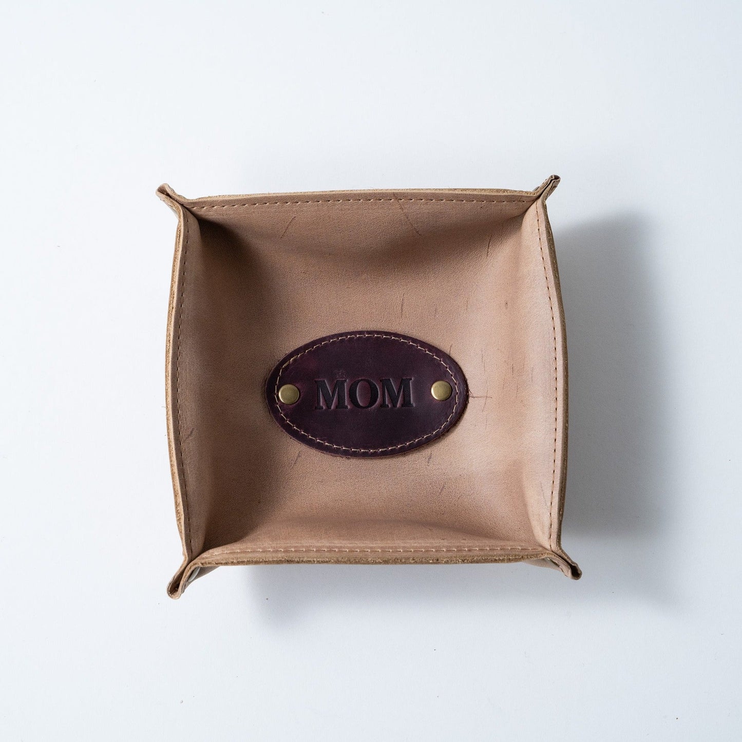 The Monticello Fine Leather Personalized Desk Valet Caddy Tray for Dresser or Office Gift - Wedding Party Gift