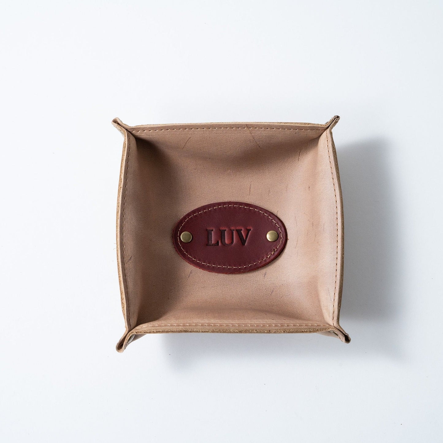 The Monticello Fine Leather Personalized Desk Valet Caddy Tray for Dresser or Office Gift - Wedding Party Gift