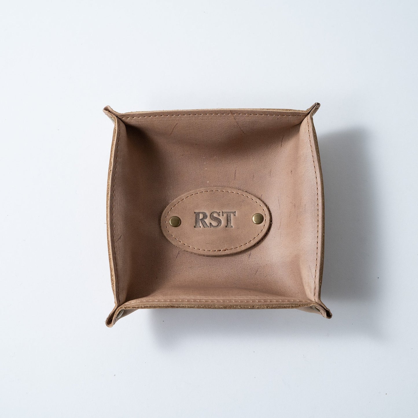 The Monticello Fine Leather Personalized Desk Valet Caddy Tray for Dresser or Office Gift - Wedding Party Gift