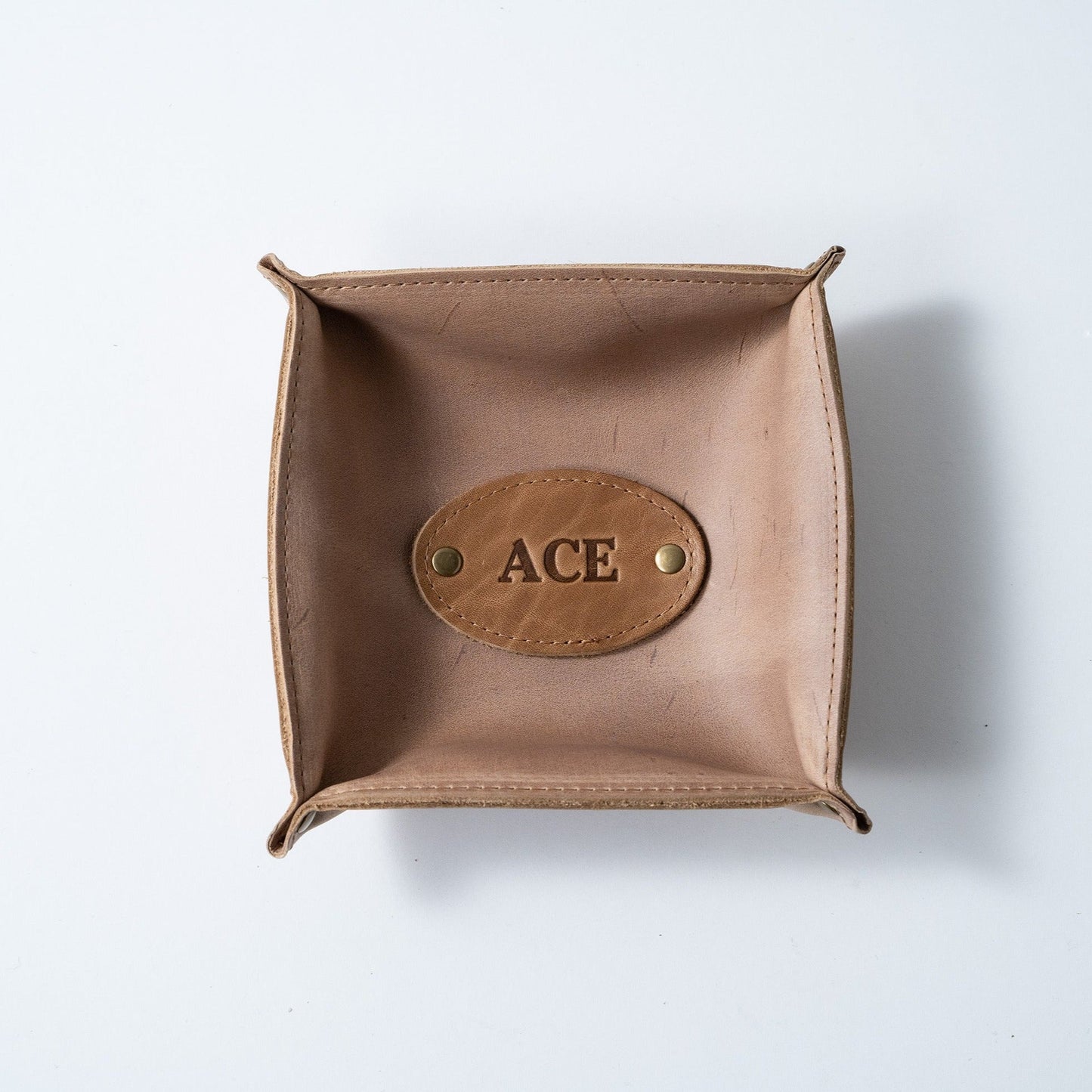 The Monticello Fine Leather Personalized Desk Valet Caddy Tray for Dresser or Office Gift - Wedding Party Gift