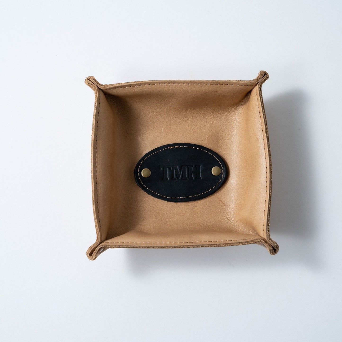 The Monticello Fine Leather Personalized Desk Valet Caddy Tray for Dresser or Office Gift - Wedding Party Gift