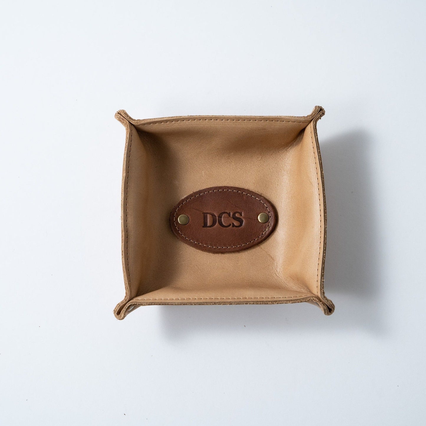 The Monticello Fine Leather Personalized Desk Valet Caddy Tray for Dresser or Office Gift - Wedding Party Gift