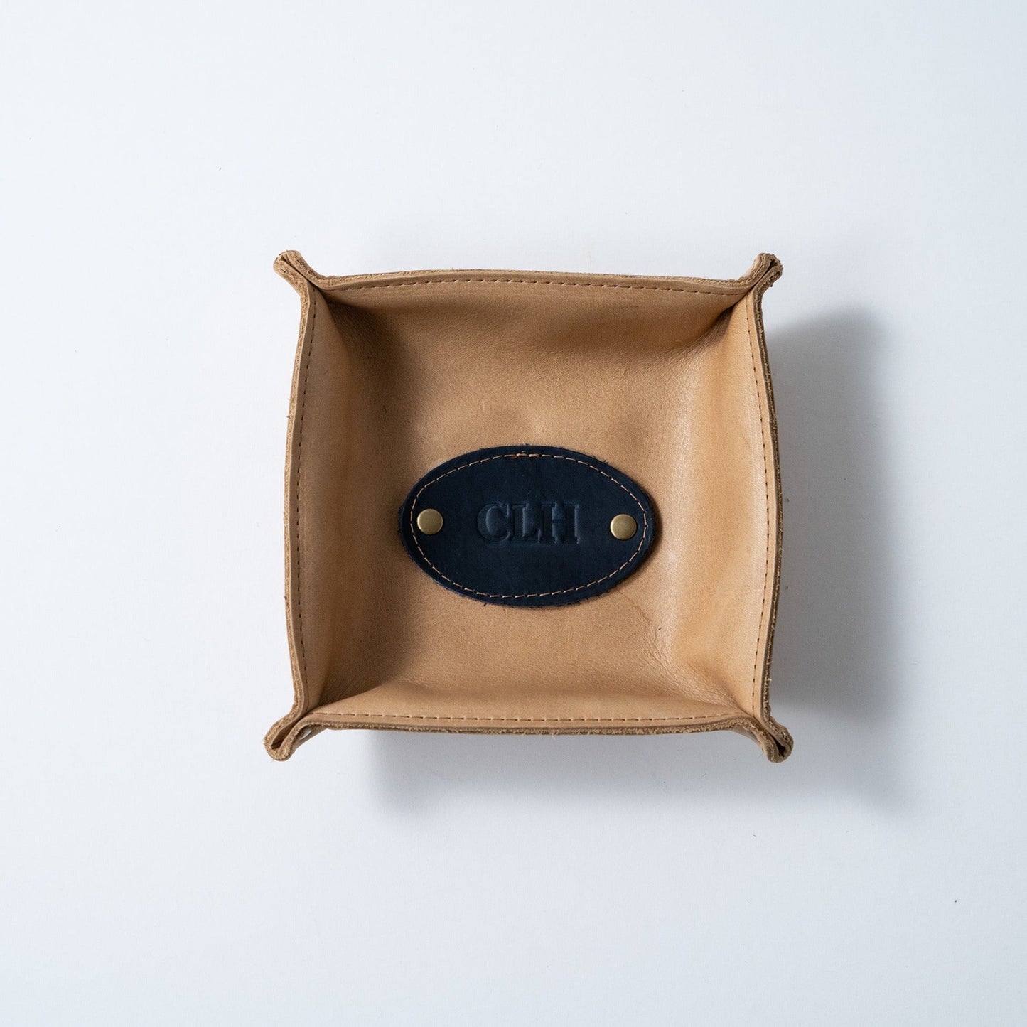 The Monticello Fine Leather Personalized Desk Valet Caddy Tray for Dresser or Office Gift - Wedding Party Gift