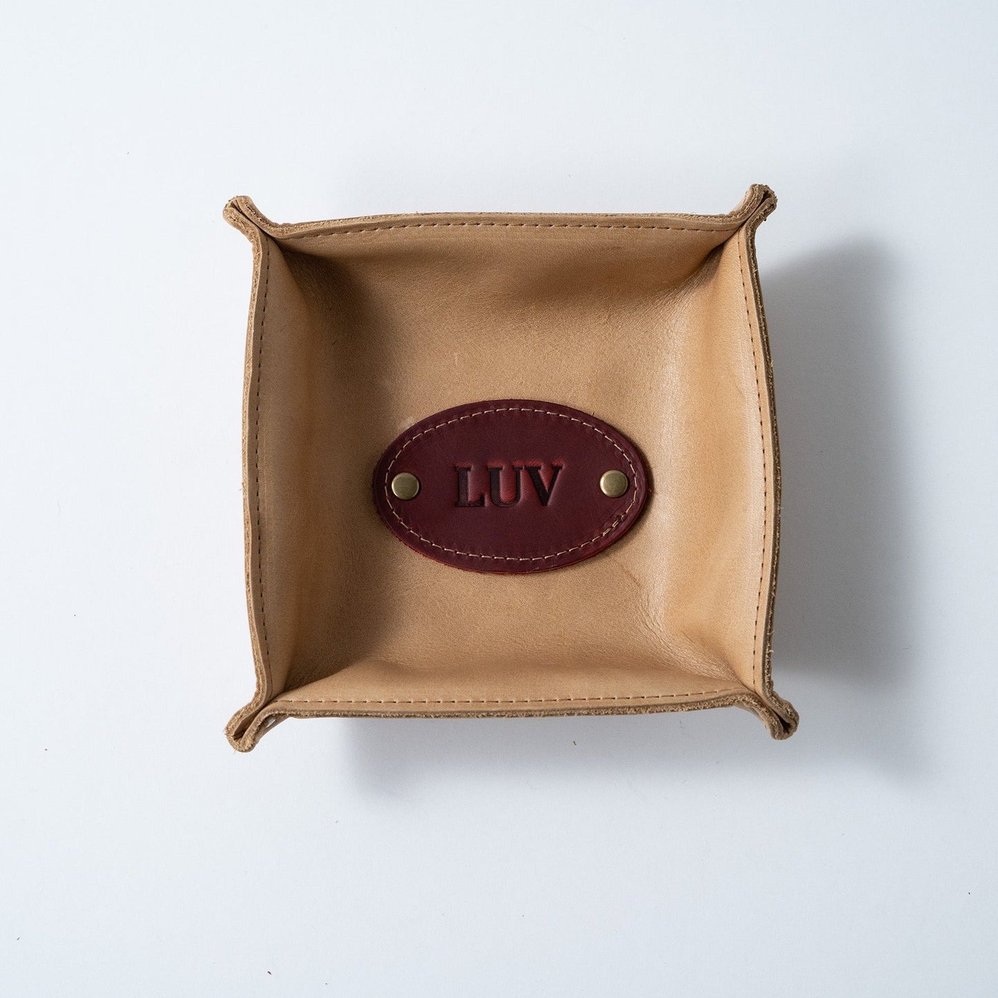 The Monticello Fine Leather Personalized Desk Valet Caddy Tray for Dresser or Office Gift - Wedding Party Gift