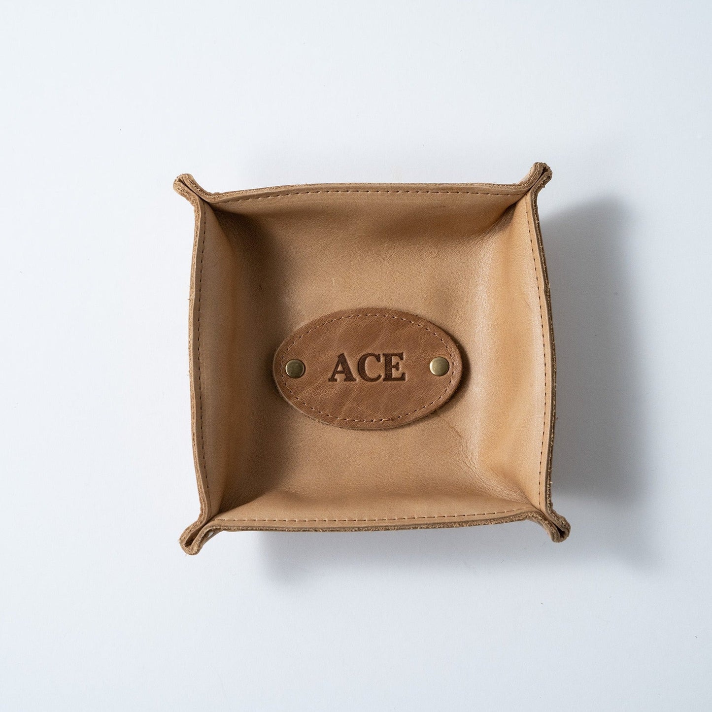 The Monticello Fine Leather Personalized Desk Valet Caddy Tray for Dresser or Office Gift - Wedding Party Gift