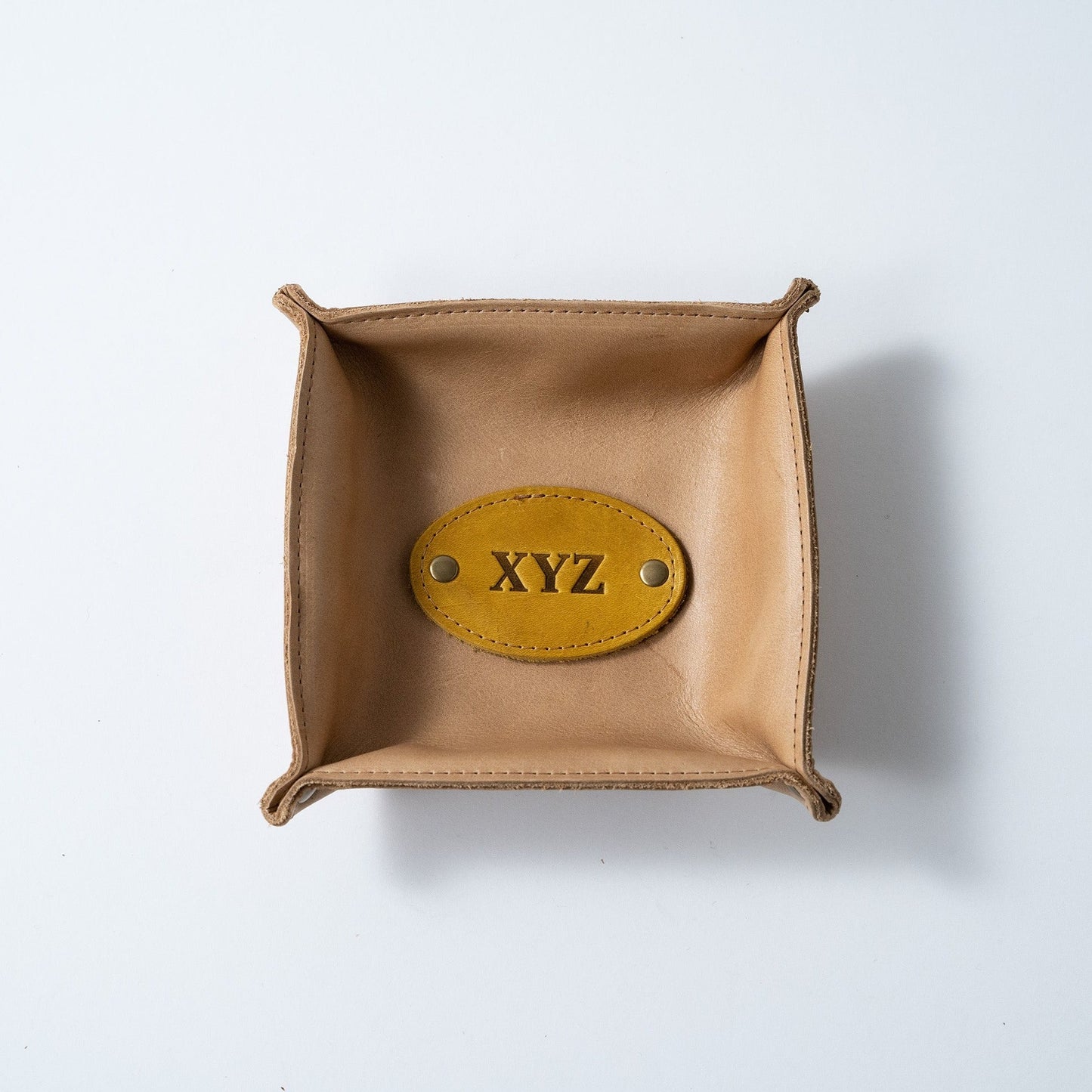 The Monticello Fine Leather Personalized Desk Valet Caddy Tray for Dresser or Office Gift - Wedding Party Gift