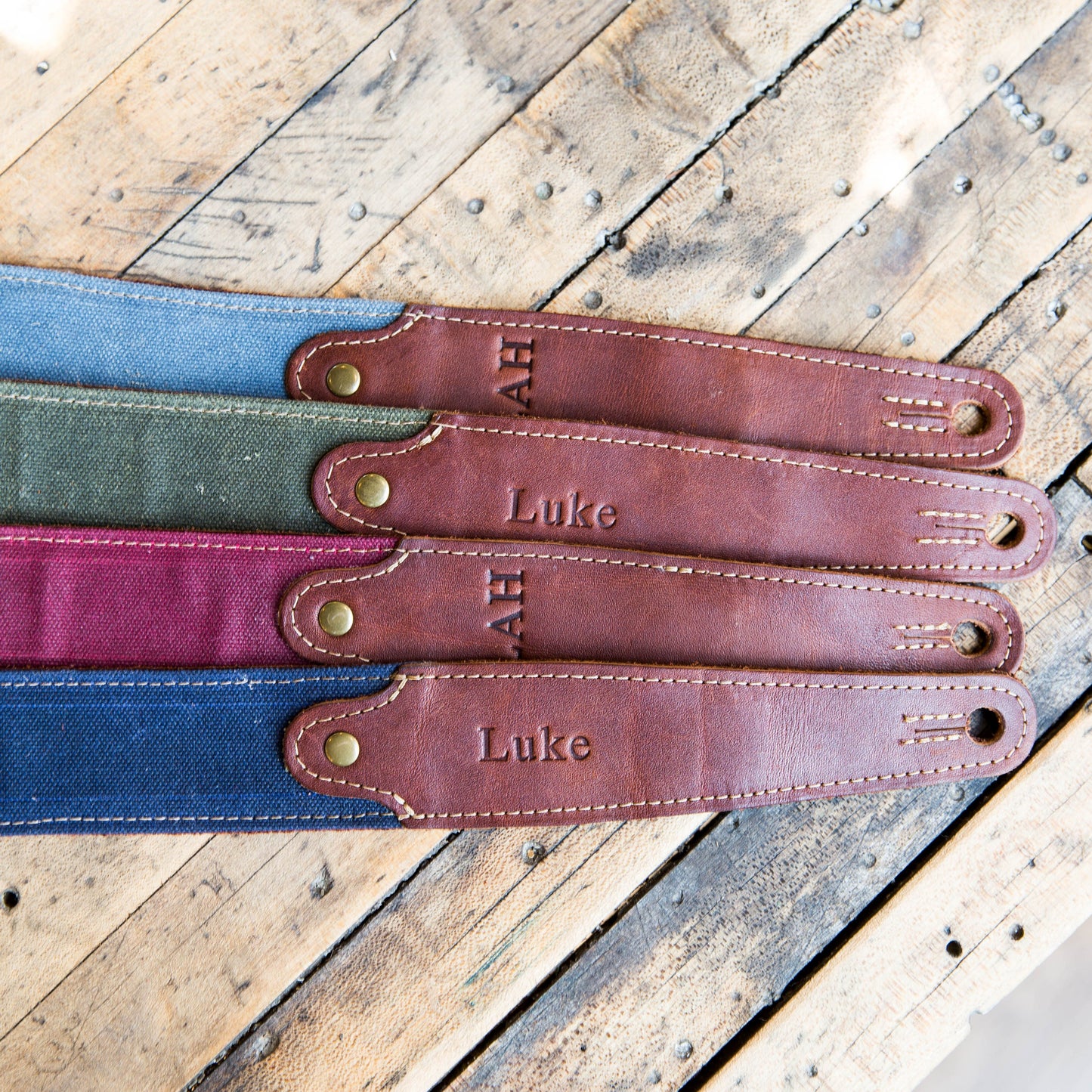 The Hill Fine Leather and Canvas Personalized Guitar Strap - Grooms Gift - Wedding Party Gift