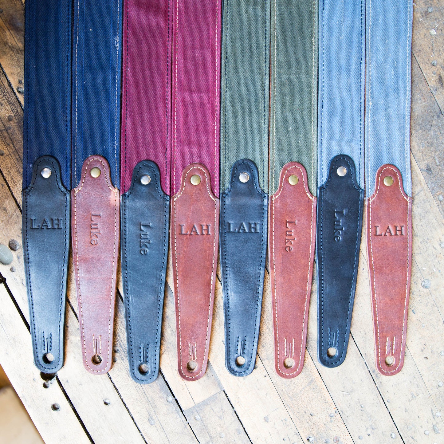 The Hill Fine Leather and Canvas Personalized Guitar Strap - Grooms Gift - Wedding Party Gift