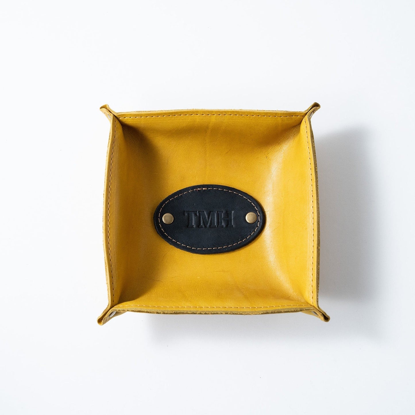 The Monticello Fine Leather Personalized Desk Valet Caddy Tray for Dresser or Office Gift - Wedding Party Gift