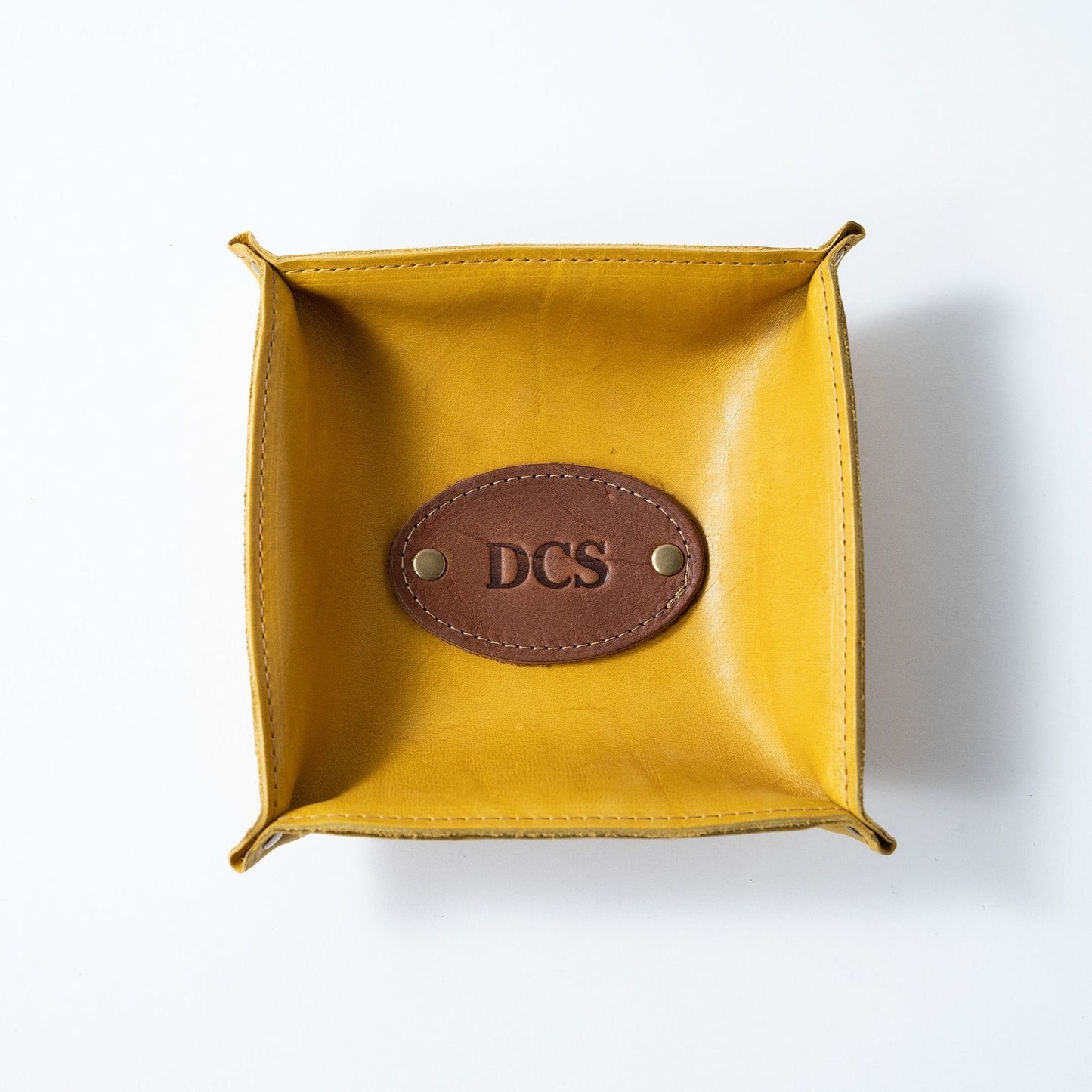 The Monticello Fine Leather Personalized Desk Valet Caddy Tray for Dresser or Office Gift - Wedding Party Gift