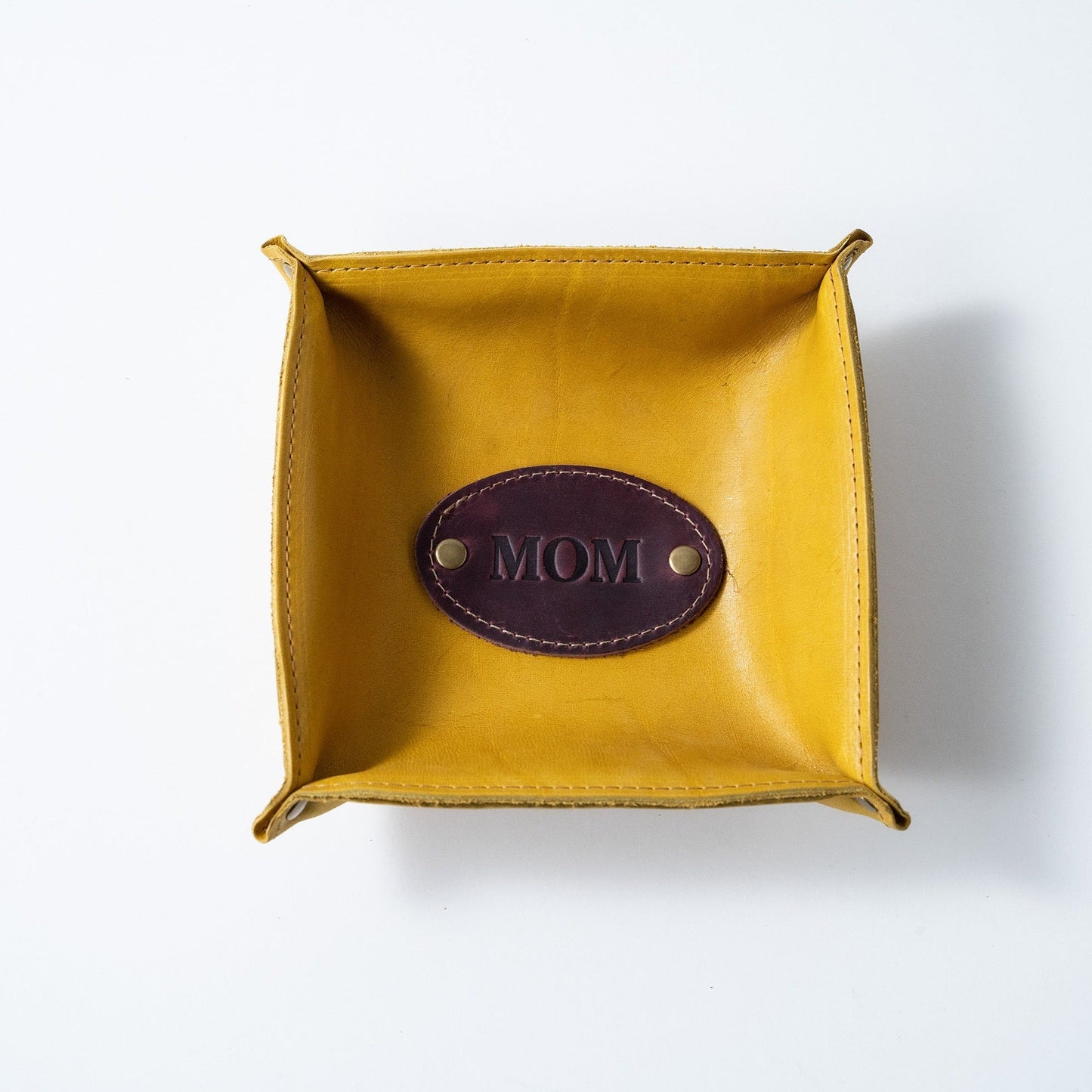 The Monticello Fine Leather Personalized Desk Valet Caddy Tray for Dresser or Office Gift - Wedding Party Gift