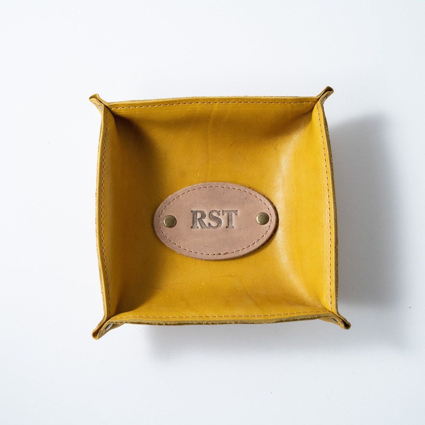 The Monticello Fine Leather Personalized Desk Valet Caddy Tray for Dresser or Office Gift - Wedding Party Gift