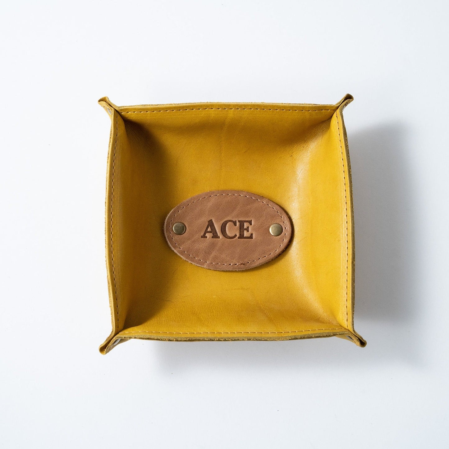 The Monticello Fine Leather Personalized Desk Valet Caddy Tray for Dresser or Office Gift - Wedding Party Gift