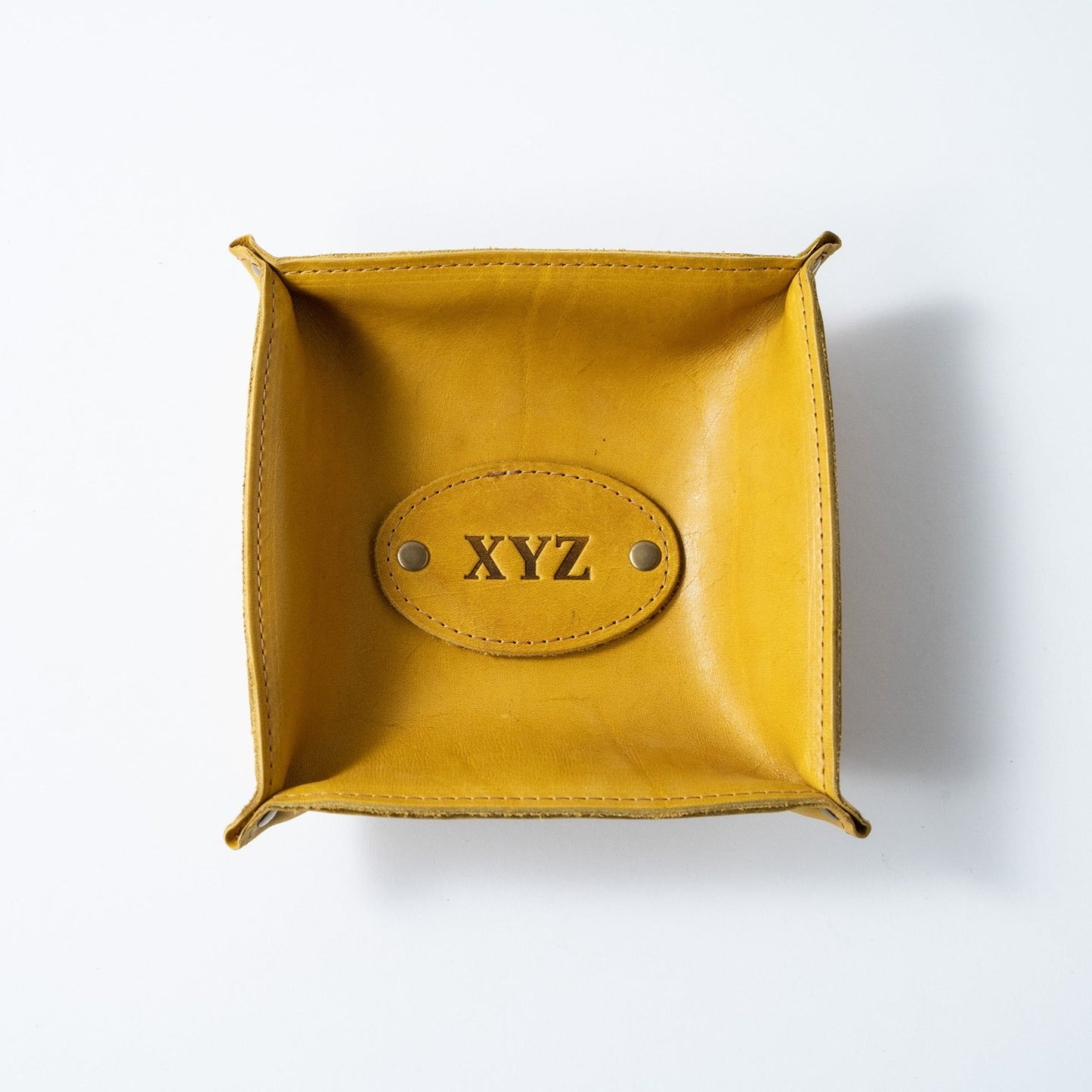 The Monticello Fine Leather Personalized Desk Valet Caddy Tray for Dresser or Office Gift - Wedding Party Gift