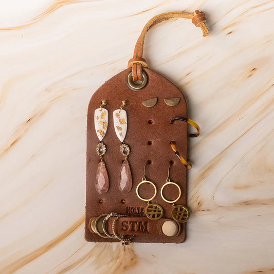 The Pearl Full Grain Leather Earring and Ring Holder - Bridemaids Gift