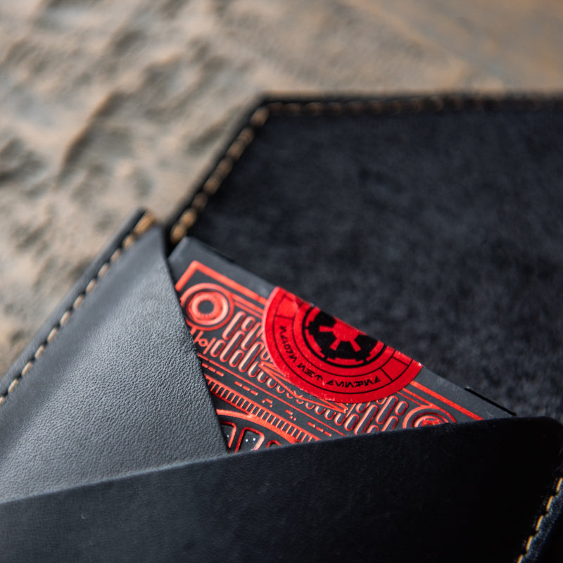 Theory 11 Dark Side Card Deck With Personalized Fine Leather Card Sleeve - Grooms Gift - Wedding Party Gift