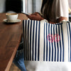 STRIPE CANVAS TOTE WATER RESISTANT -PERSONALIZED BRIDESMAIDS BRIDAL PARTY GIFTS