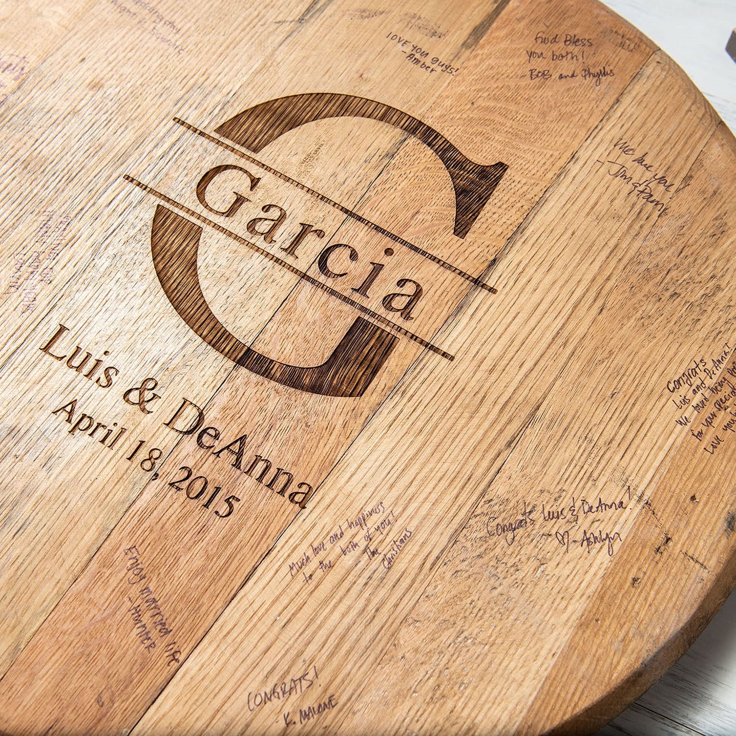 Personalized Tennessee Whiskey Barrel Head Wedding Guestbook Sign