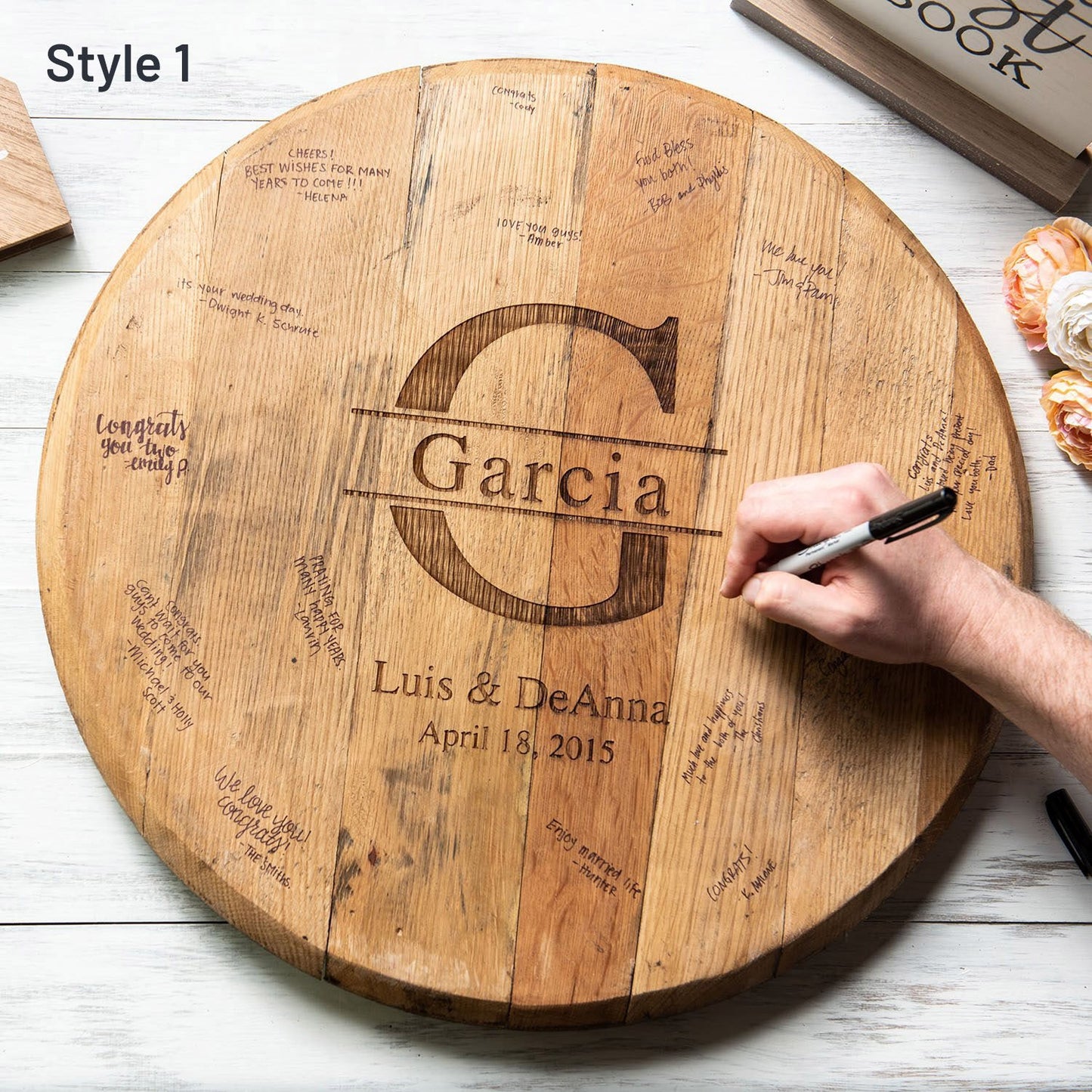 Personalized Tennessee Whiskey Barrel Head Wedding Guestbook Sign