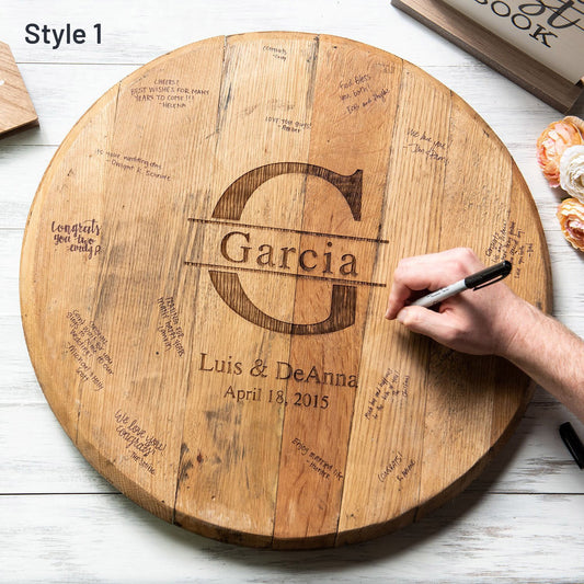 Personalized Tennessee Whiskey Barrel Head Wedding Guestbook Sign - Newlyweds Wedding Gift