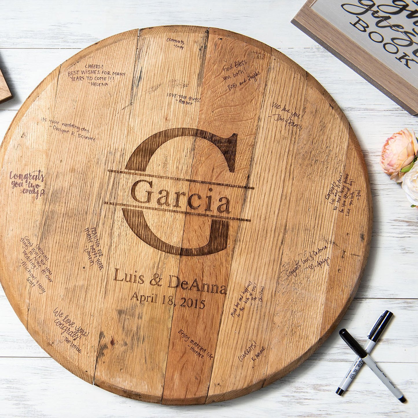 Personalized Tennessee Whiskey Barrel Head Wedding Guestbook Sign