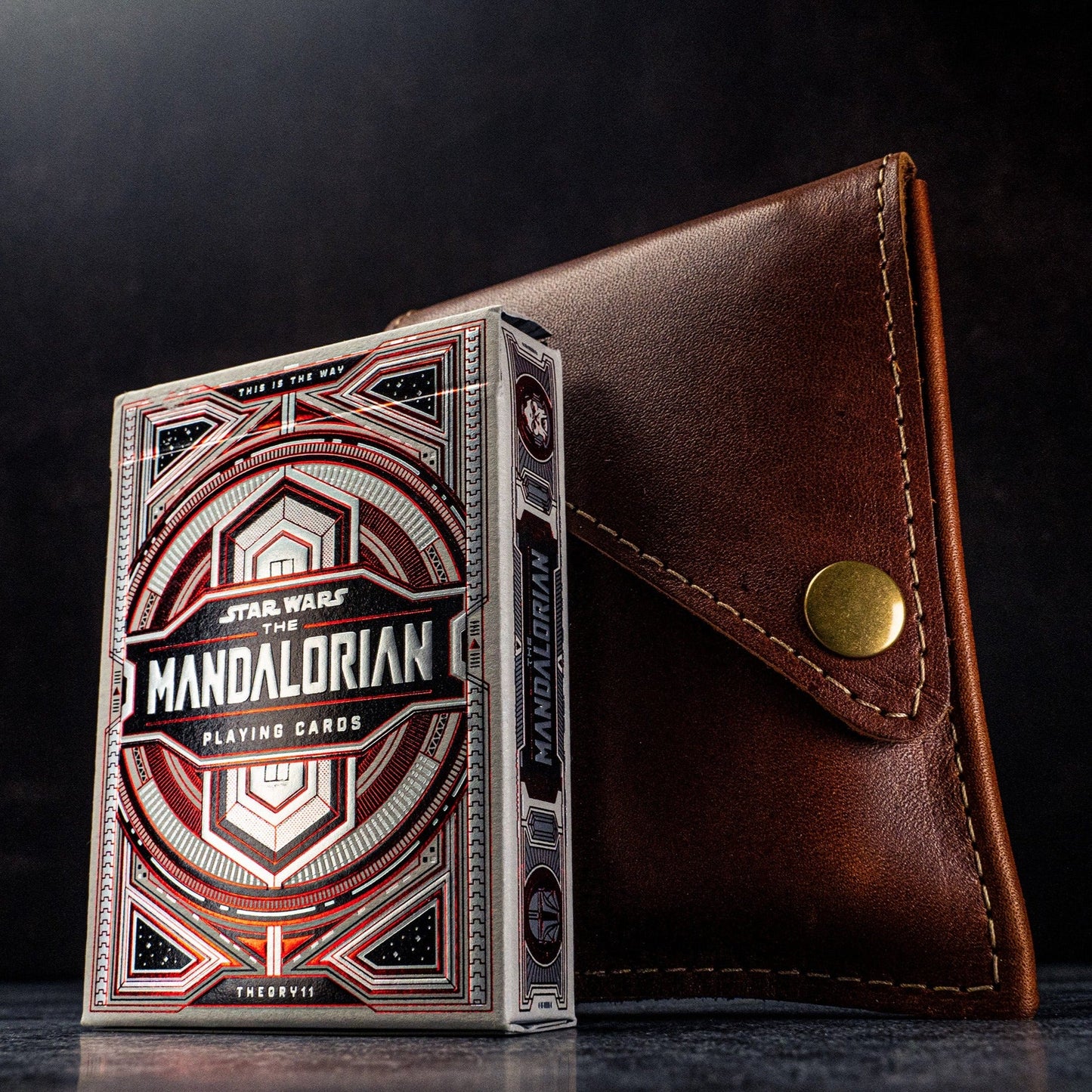 Theory 11 The Mandalorian Card Deck With Personalized Fine Leather Card Sleeve - Grooms Gift - Wedding Party Gift