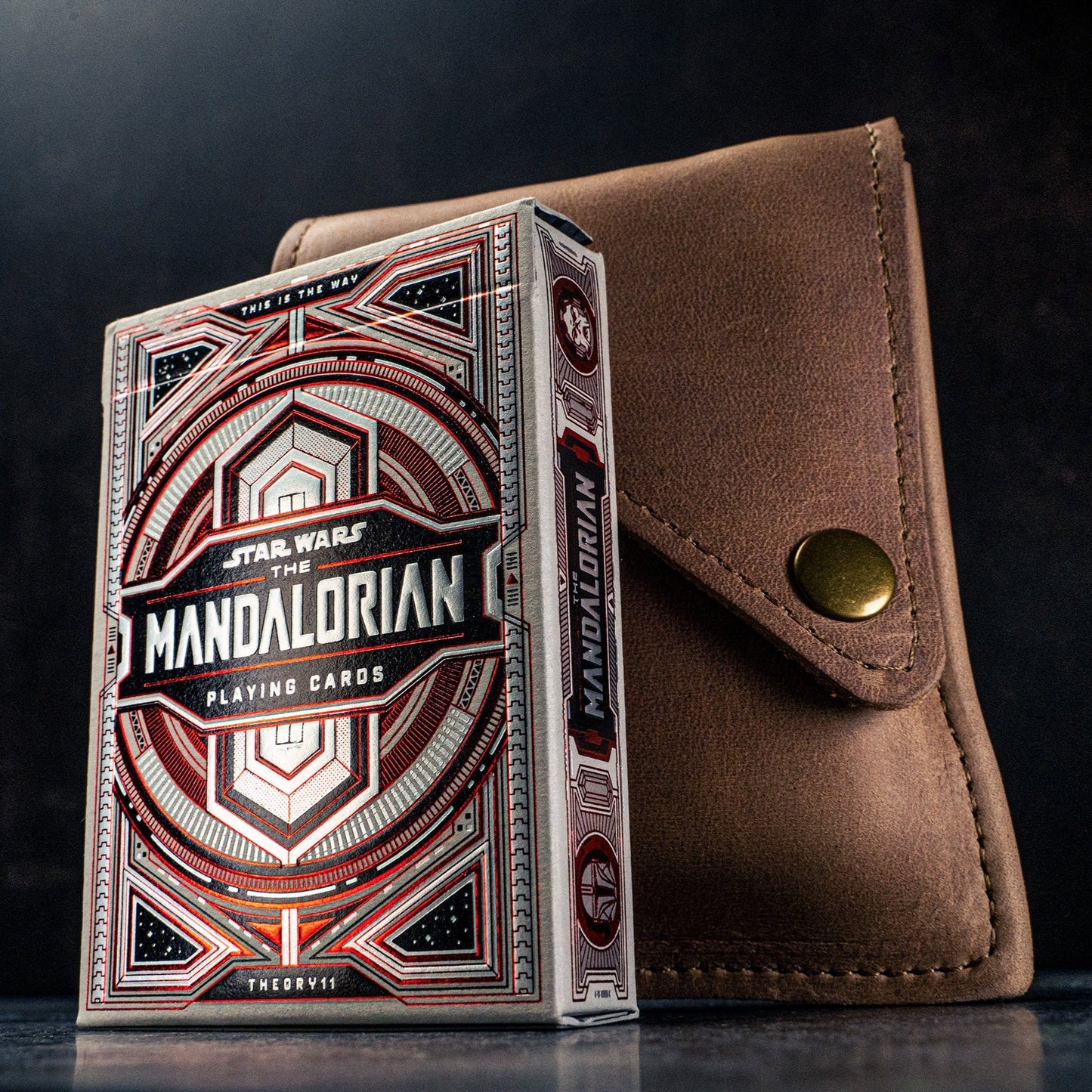 Theory 11 The Mandalorian Card Deck With Personalized Fine Leather Card Sleeve - Grooms Gift - Wedding Party Gift