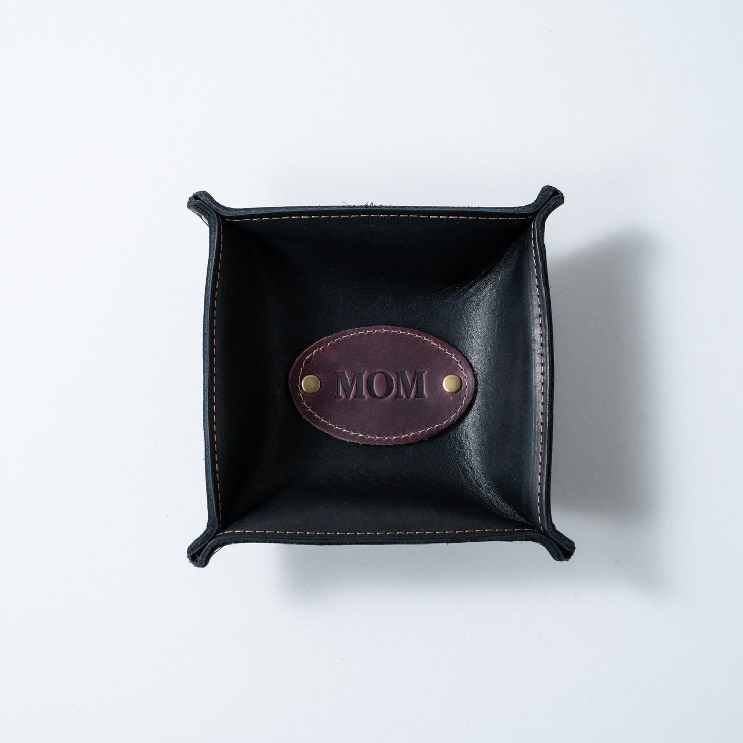 The Monticello Fine Leather Personalized Desk Valet Caddy Tray for Dresser or Office Gift