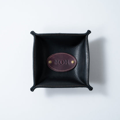The Monticello Fine Leather Personalized Desk Valet Caddy Tray for Dresser or Office Gift