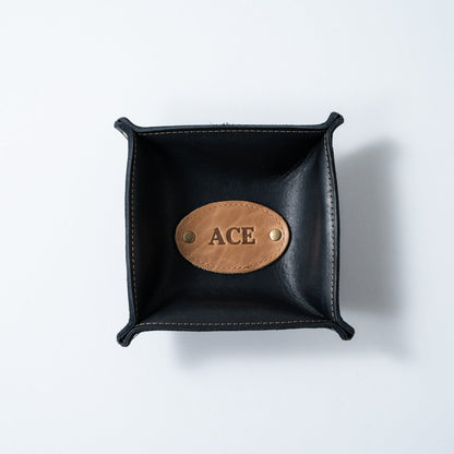 The Monticello Fine Leather Personalized Desk Valet Caddy Tray for Dresser or Office Gift