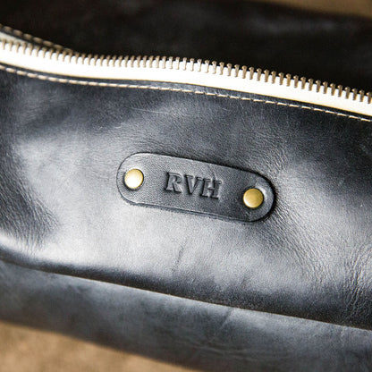 The Dopp Bag - Personalized Brown Fine Leather Shave Toiletry Bag Travel Bag With Zipper