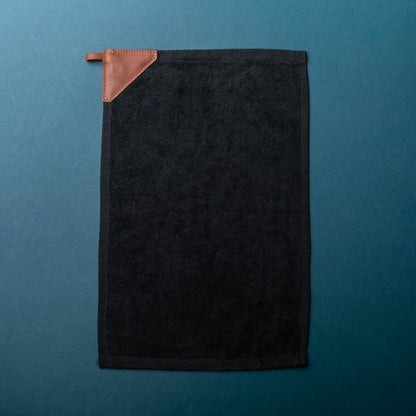 Personalized Fine Leather Tabbed Golf Towel with Magnet & Carabiner - Groomsmen Gift