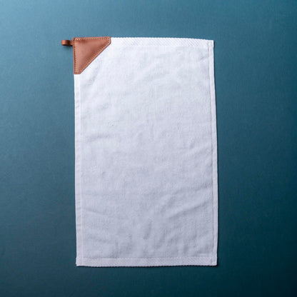 Personalized Fine Leather Tabbed Golf Towel with Magnet & Carabiner - Groomsmen Gift