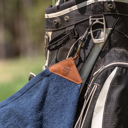 Personalized Fine Leather Tabbed Golf Towel with Magnet & Carabiner - Groomsmen Gift
