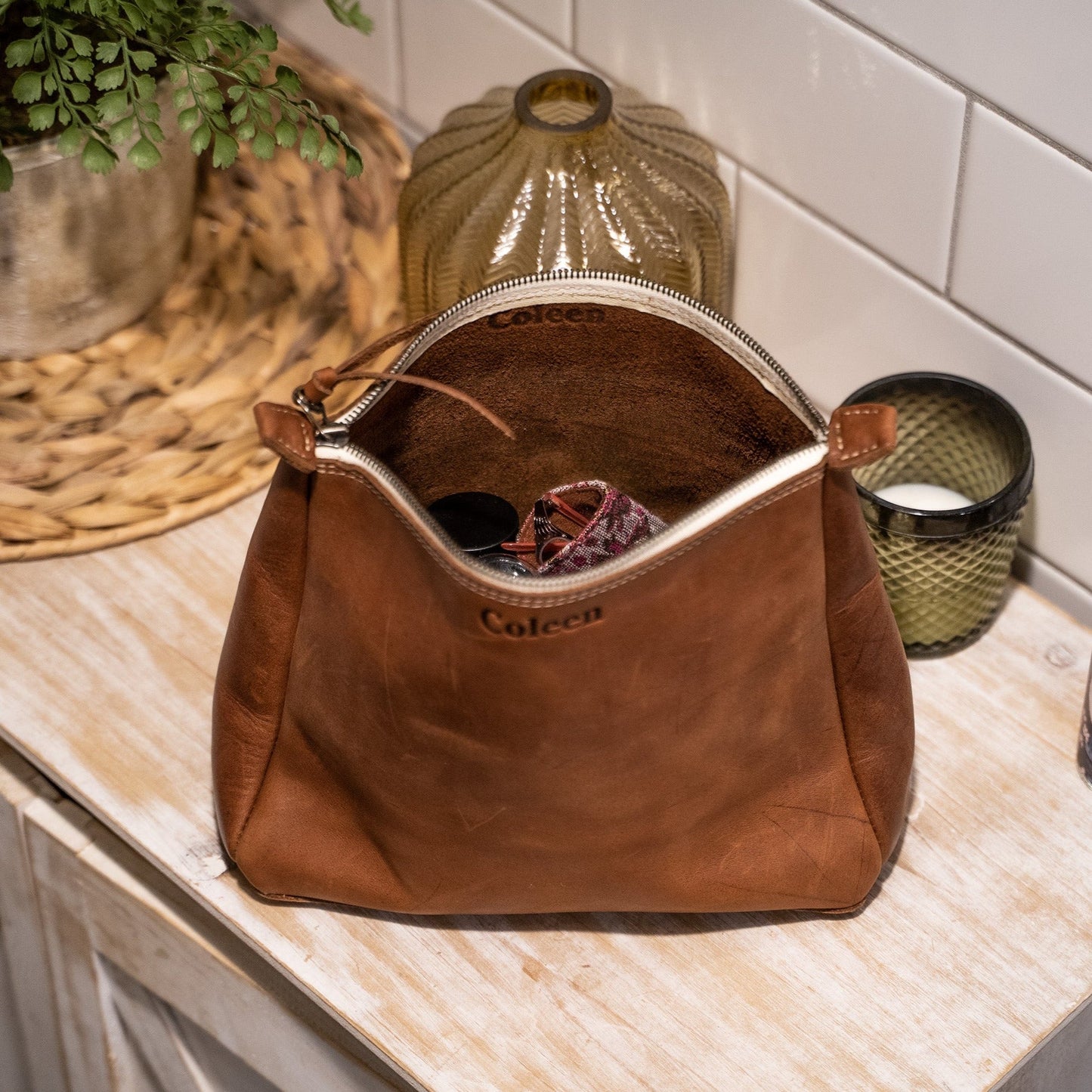 The Audrey Fine Leather Makeup Bag