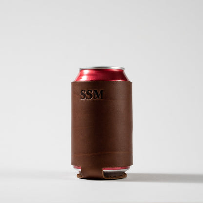 The Blitz Can Coozie - Personalized Full-Grain Leather - Grooms Gift - Wedding Party Gift