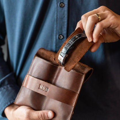 The Meridian - Personalized Full Grain Leather Watch Holder Travel Case - Groomsmen Gift