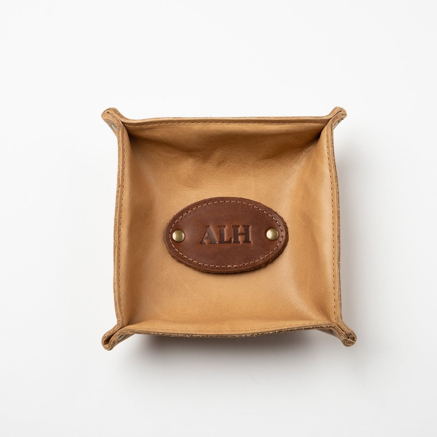 The Monticello Fine Leather Personalized Desk Valet Caddy Tray for Dresser or Office Gift