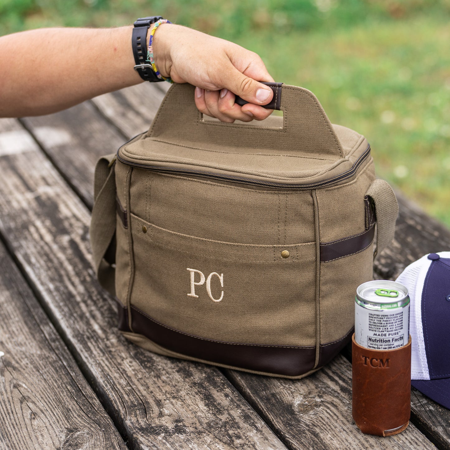 Personalized Insulated Beer Cooler Bag with Attached Bottle Opener
