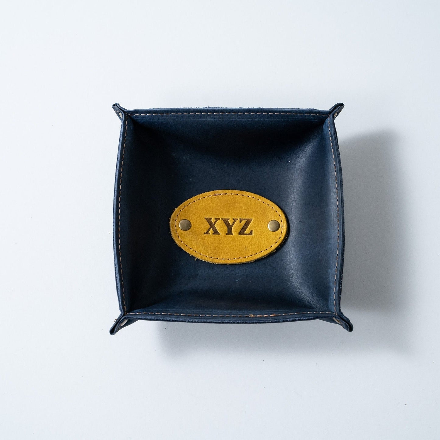 The Monticello Fine Leather Personalized Desk Valet Caddy Tray for Dresser or Office Gift