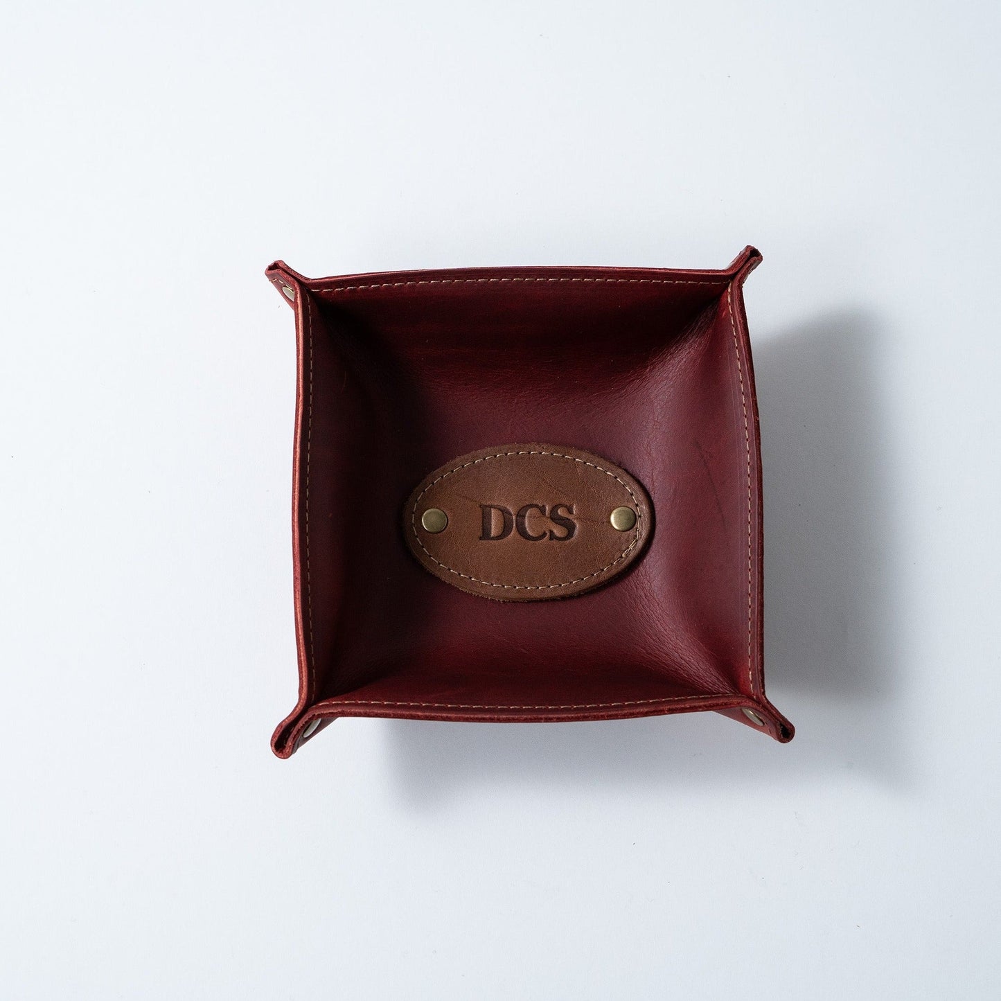The Monticello Fine Leather Personalized Desk Valet Caddy Tray for Dresser or Office Gift