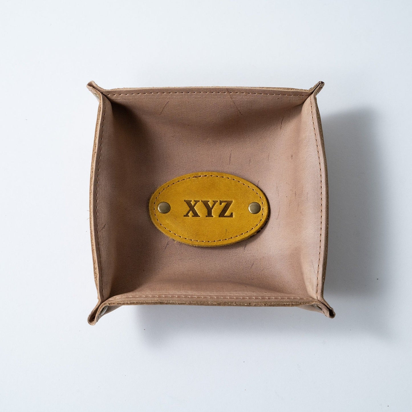 The Monticello Fine Leather Personalized Desk Valet Caddy Tray for Dresser or Office Gift