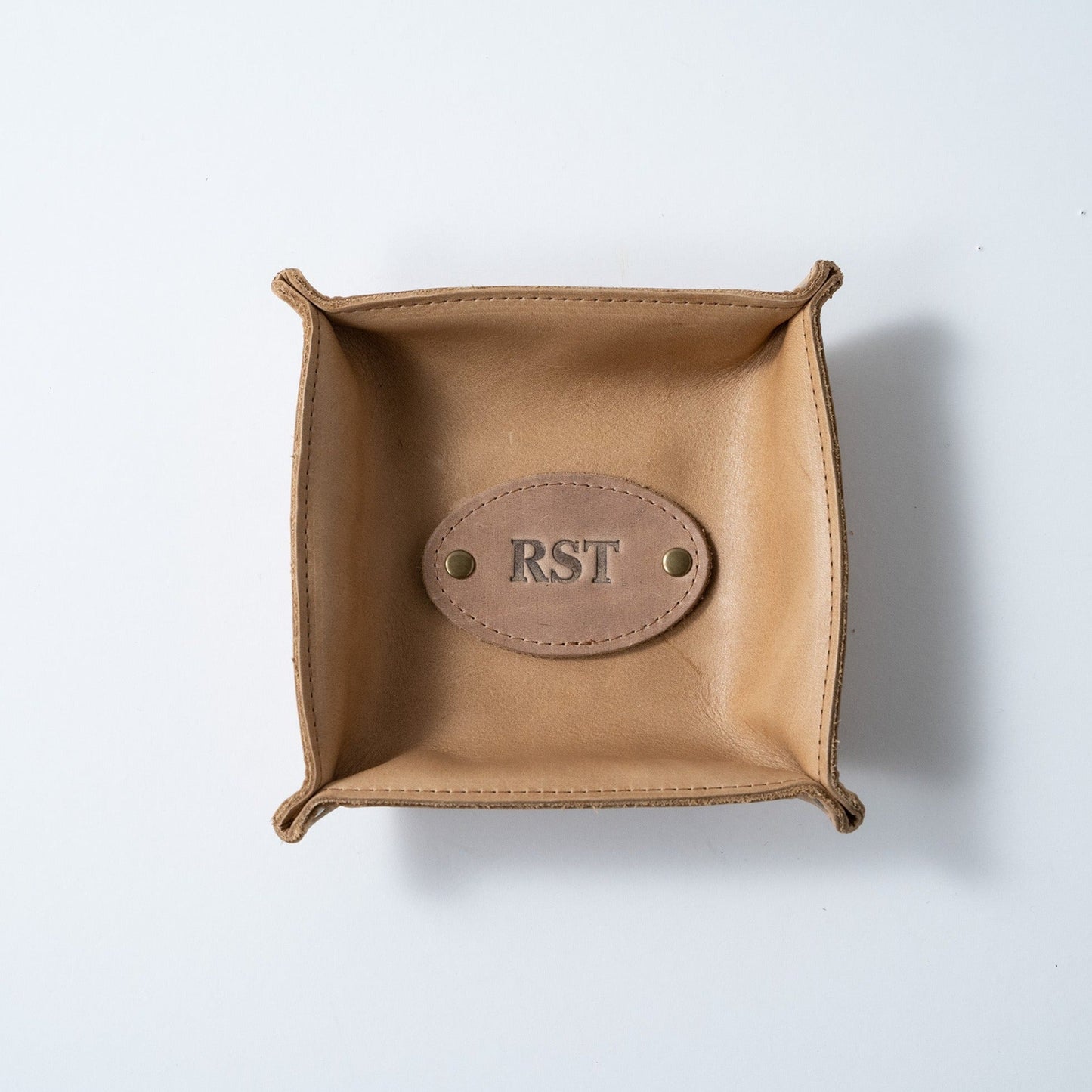 The Monticello Fine Leather Personalized Desk Valet Caddy Tray for Dresser or Office Gift