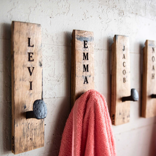 Tennessee Whiskey Barrel Stave Towel Hanger Wall Hooks