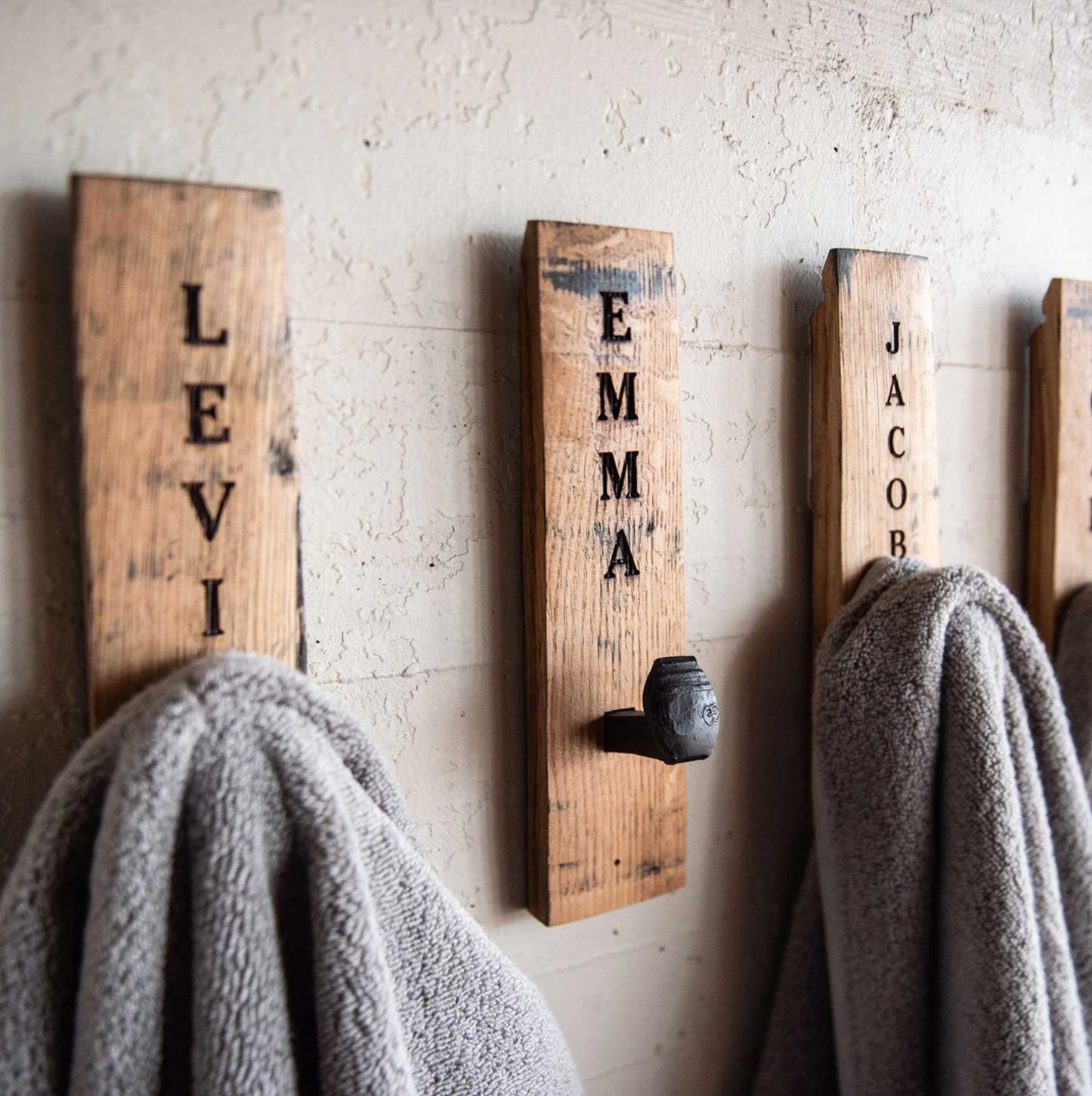 Tennessee Whiskey Barrel Stave Towel Hanger Wall Hooks - Wedding Newlyweds Gift