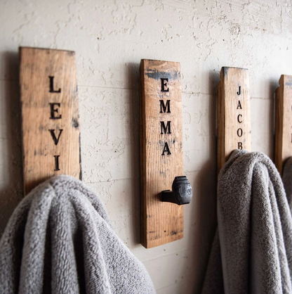 Tennessee Whiskey Barrel Stave Towel Hanger Wall Hooks - Wedding Newlyweds Gift