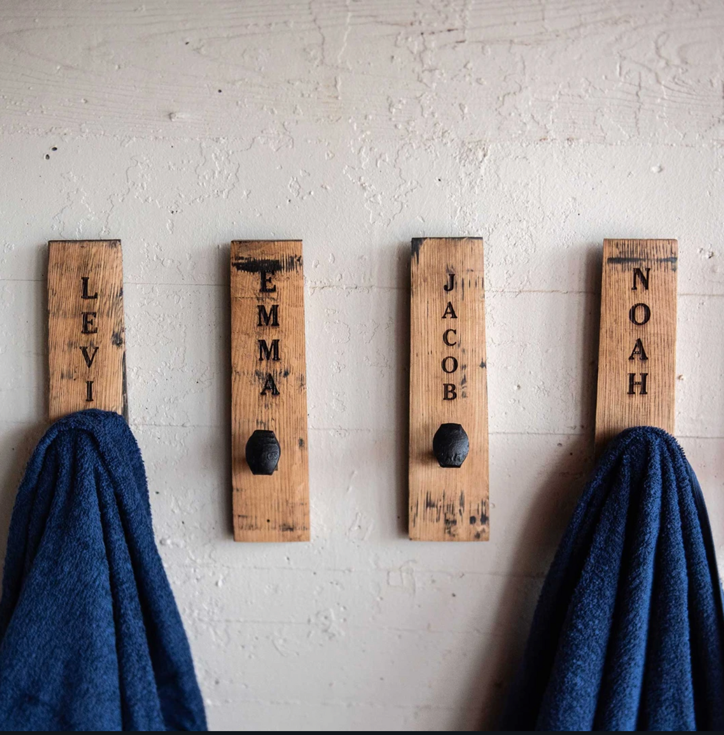 Tennessee Whiskey Barrel Stave Towel Hanger Wall Hooks - Wedding Newlyweds Gift