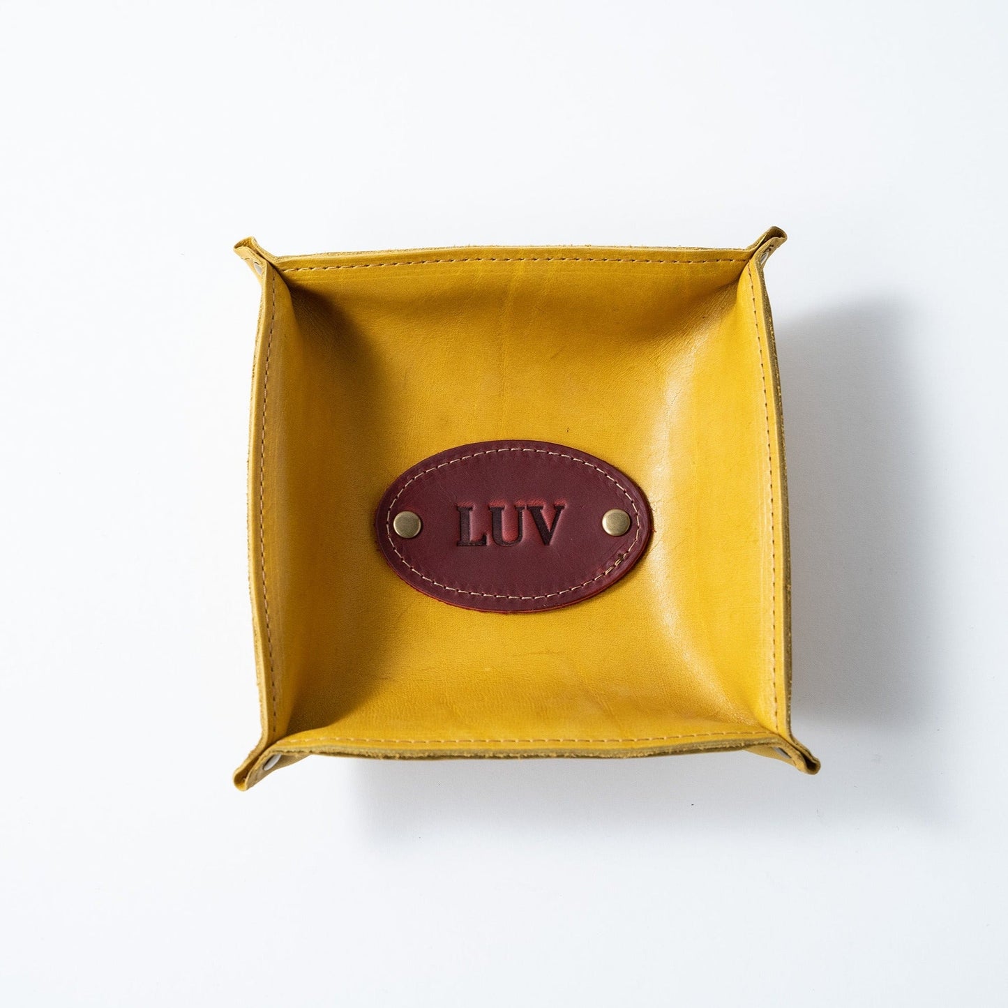 The Monticello Fine Leather Personalized Desk Valet Caddy Tray for Dresser or Office Gift